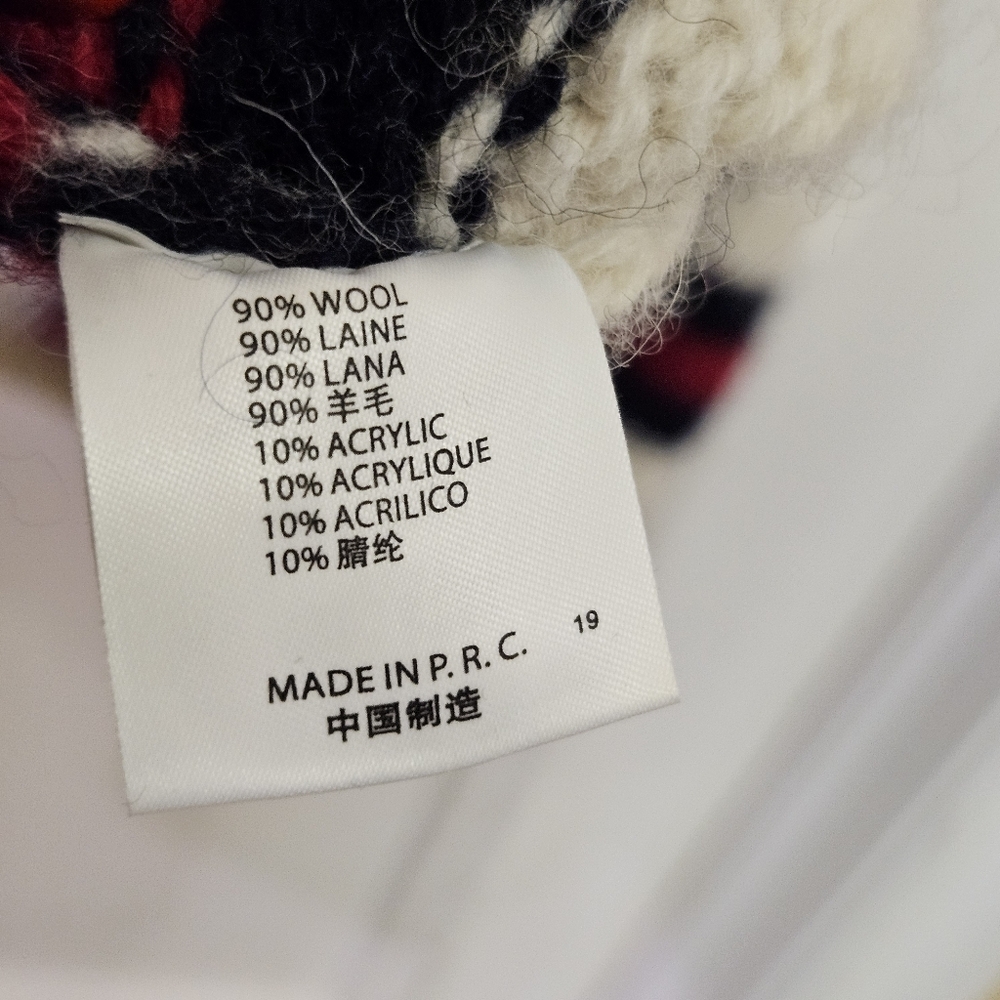 Brandy Melville NIKKI Cream/Red/Navy Cable Knit Oversized Wool Sweater,One Size - Picture 15 of 16
